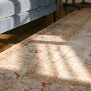 Decorative Light Ivory Color Big Late 19th Century Antique Turkish Tribal Oushak Rug (SKU 25597) - in-room detail