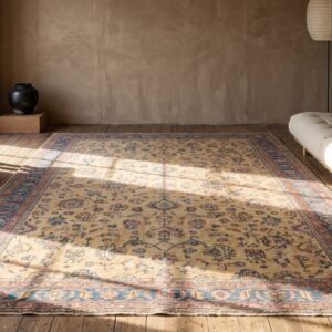 Decorative Light Yellow Color Antique Allover Design Persian Sultanabad Oversized Rug (SKU 21534) - room view