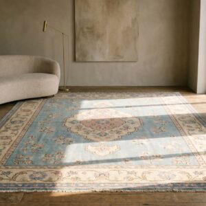 Decorative Antique Turkish Oushak Square Room Size Carpet (SKU 17983) - room view