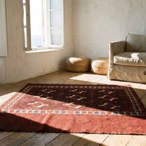 Antique Deep Red Field Late 19th Century Turkmen Repeating Tribal Geometric Guls Tekke Rug (SKU 18349) - room view