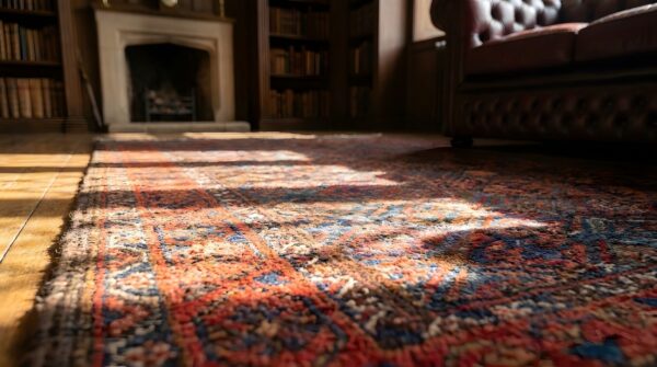 Deep rich color tribal antique persian baluch allover geometric rug 8 Deep rich color tribal antique persian baluch allover geometric rug (sku 25185) - in-room detail