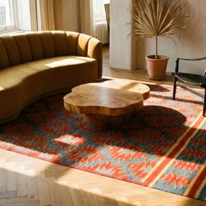 Antique Dhurrie Hallway Runner Cotton Blue Rug (SKU 24982) - room view