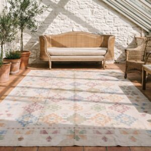 Antique Dhurrie Hallway Runner Cotton Ivory Rug (SKU 22079) - room view