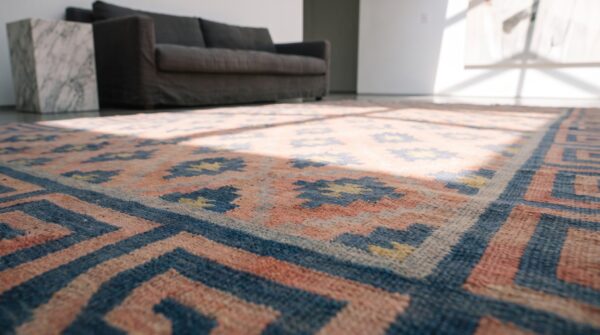 Antique dhurrie hallway runner wool multicolor rug 9 Antique dhurrie hallway runner wool multicolor rug (sku 21159) - in-room detail