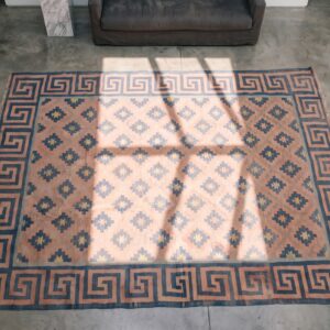 Antique Dhurrie Hallway Runner Wool Multicolor Rug (SKU 21159) - styled overhead view