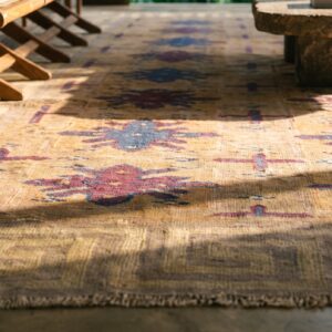 Antique Dhurrie Small Scatter Size Cotton Brown Rug (SKU 21753) - in-room detail