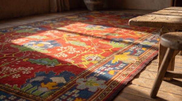 Antique donegal - arts & crafts oversized room size wool red rug 7 Antique donegal - arts & crafts oversized room size wool red rug (sku 21192) - in-room detail