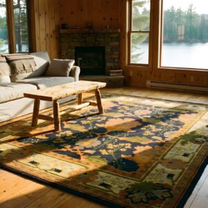 Antique Donegal - Arts & Crafts Ireland Floral, Medallion Knotted Rug (SKU 24126) - room view