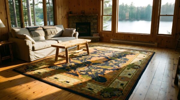 Antique donegal - arts & crafts ireland floral, medallion knotted rug (sku 24126) - room view