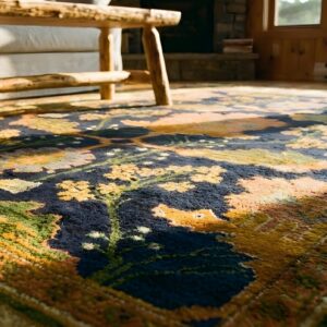 Antique Donegal - Arts & Crafts Ireland Floral, Medallion Knotted Rug (SKU 24126) - in-room detail
