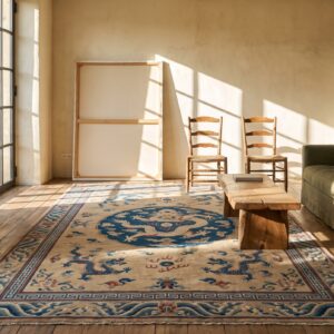 Antique Dragon Cloud band Chinese Peking Small Scatter Size Wool Rug (SKU 21913) - room view