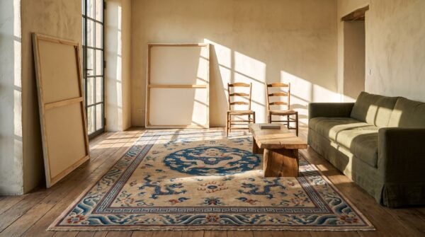 Antique dragon cloud band chinese peking small scatter size wool rug 5 Antique dragon cloud band chinese peking small scatter size wool rug (sku 21913) - room view