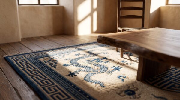 Antique dragon cloud band chinese peking small scatter size wool rug 6 Antique dragon cloud band chinese peking small scatter size wool rug (sku 21913) - in-room detail