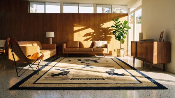 Dragon and foo dog chinese lion antique peking small scatter size wool blue ivory rug 8 Dragon and foo dog chinese lion antique peking small scatter size wool blue ivory rug (sku 24523) - room view