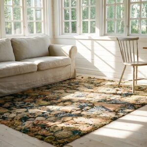 Antique Early 18th Century Floral English Needlepoint Square Rug (SKU 24314) - room view