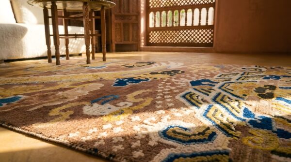 Antique early 19th century chinese dragon cloud band peking pillar hallway runner rug 7 Antique early 19th century chinese dragon cloud band peking pillar hallway runner rug (sku 23492) - in-room detail