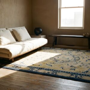 Early 19th Century Floral Antique Yellow Chinese Ningxia Rug (SKU 25828) - room view