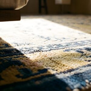 Early 19th Century Floral Antique Yellow Chinese Ningxia Rug (SKU 25828) - in-room detail