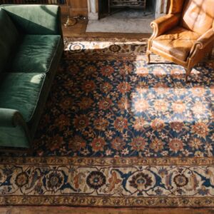 Early 19th Century Tribal Mina Khani Design Antique Northwest Persian Gallery Rug (SKU 18083) - styled overhead view