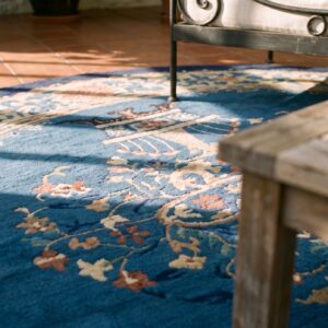 Antique Early 20th Century Light Blue Chinese Peking Oval Rug (SKU 23275) - in-room detail
