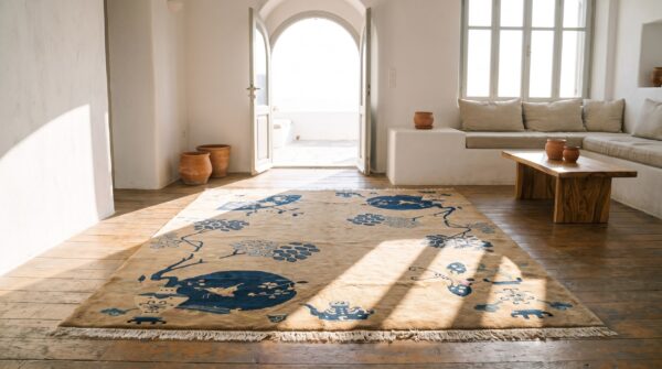 Early 20th century light color open field chinese art deco room size rug 7 Early 20th century light color open field chinese art deco room size rug (sku 22170) - room view