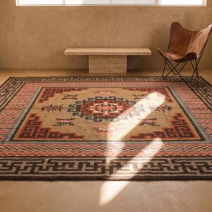 Antique Early 20th Century Square Mongolian Animal Design Carpet (SKU 23088) - room view
