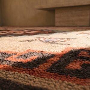 Antique Early 20th Century Square Mongolian Animal Design Carpet (SKU 23088) - in-room detail