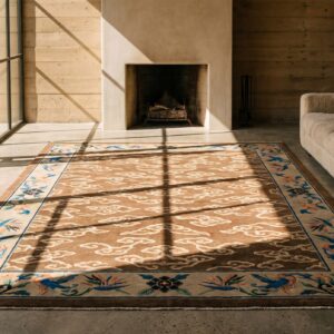 Earth Tone Allover Cloud Band Antique Chinese Bird Of Paradise Design Peking Rug (SKU 23133) - room view