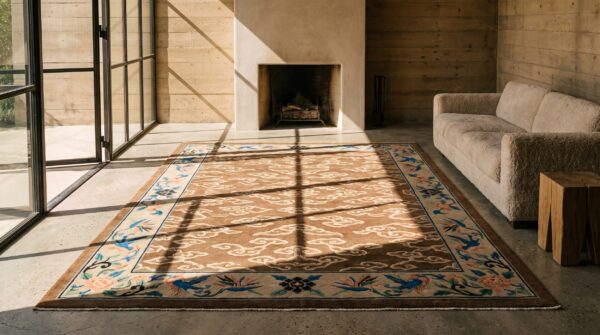 Earth tone allover cloud band antique chinese bird of paradise design peking rug 10 Earth tone allover cloud band antique chinese bird of paradise design peking rug (sku 23133) - room view