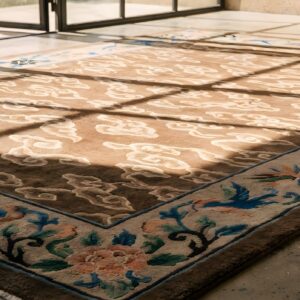 Earth Tone Allover Cloud Band Antique Chinese Bird Of Paradise Design Peking Rug (SKU 23133) - in-room detail