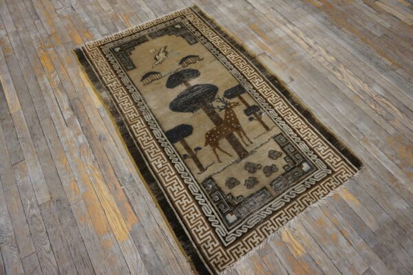 Earthy color scenic chinese crane and reindeer design baotou rug 8 Earthy color scenic chinese crane and reindeer design baotou rug (sku 25644) - room view