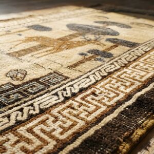Earthy Color Scenic Chinese Crane and Reindeer Design Baotou Rug (SKU 25644) - in-room detail