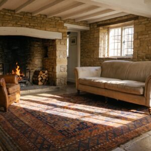 Earthy Antique Late 19th Century Tribal Geometric Afghan Baluch Rug (SKU 21639) - room view
