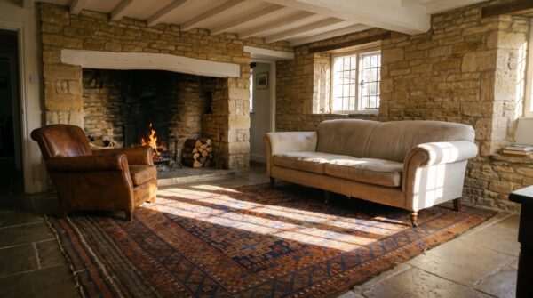 Earthy antique late 19th century tribal geometric afghan baluch rug 8 Earthy antique late 19th century tribal geometric afghan baluch rug (sku 21639) - room view