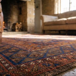 Earthy Antique Late 19th Century Tribal Geometric Afghan Baluch Rug (SKU 21639) - in-room detail