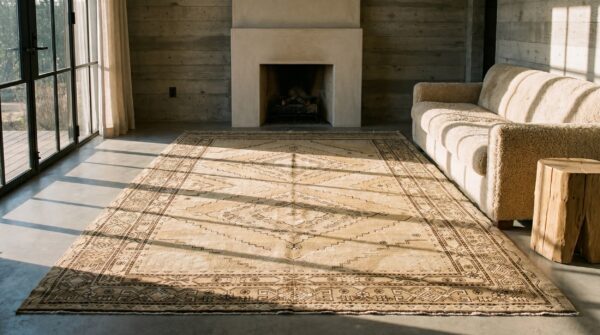 Antique east turkestan geomatic pattern light color khotan rug 6 Antique east turkestan geomatic pattern light color khotan rug (sku 19648) - room view