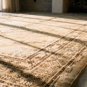 Antique East Turkestan Geomatic Pattern Light Color Khotan Rug (SKU 19648) - in-room detail