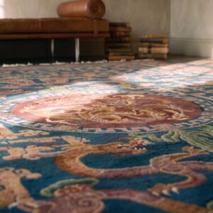 Antique Elaborate Chinese Dragon Design Room Size Art Deco Carpet (SKU 22623) - in-room detail