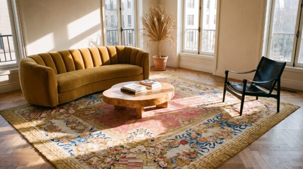 Antique english armorial axminster carpet 14'4"×16'2" camel field, ivory ribbon garland border, late regency, circa 1820 10 Antique english armorial axminster carpet 14'4"×16'2" camel field, ivory ribbon garland border, late regency, circa 1820 (sku 19056) - room view