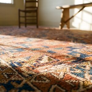 Antique Ersari - Beshir Hallway Runner Wool Blue , Coral Rug (SKU 2519) - in-room detail