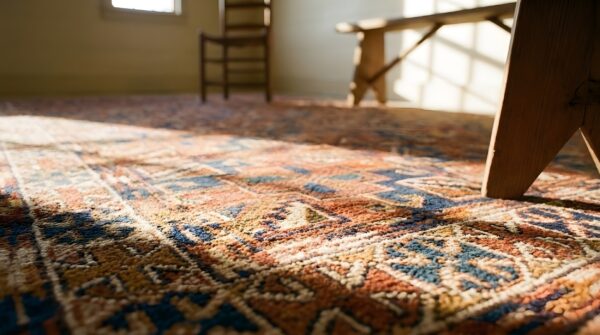 Antique ersari - beshir hallway runner wool blue , coral rug 10 Antique ersari - beshir hallway runner wool blue , coral rug (sku 2519) - in-room detail
