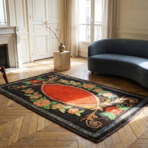 Antique European Floral Design American Hooked Rug (SKU 17252) - room view