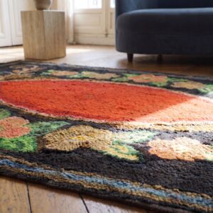 Antique European Floral Design American Hooked Rug (SKU 17252) - in-room detail