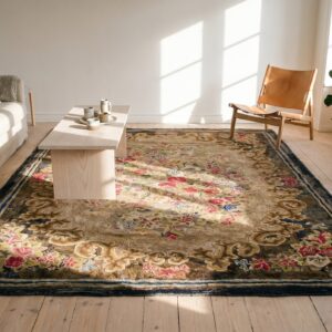 European Floral Pattern Antique Earthy American Hooked Rug (SKU 18623) - room view