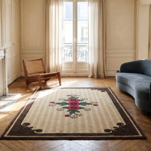 Antique European Influenced Floral Pattern American Hooked Rug (SKU 17739) - room view