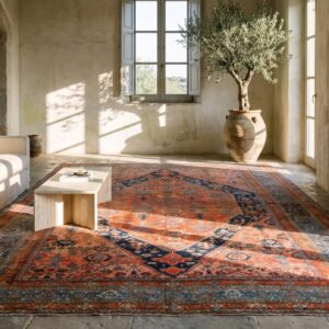 Exciting Happy Coral Antique Oversized Persian Bidjar Carpet (SKU 20266) - room view