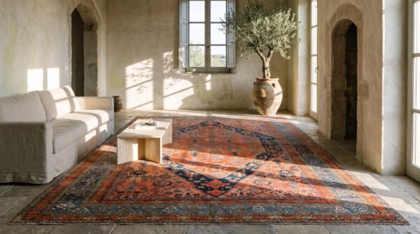 Exciting happy coral antique oversized persian bidjar carpet 7 Exciting happy coral antique oversized persian bidjar carpet (sku 20266) - room view