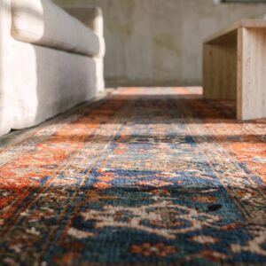 Exciting Happy Coral Antique Oversized Persian Bidjar Carpet (SKU 20266) - in-room detail