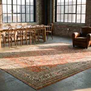 Extremely Fine Red Antique Allover Refined Floral Pattern Persian Tabriz Room Size Rug (SKU 20428) - room view
