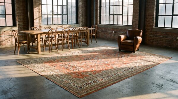 Extremely fine red antique allover refined floral pattern persian tabriz room size rug 8 Extremely fine red antique allover refined floral pattern persian tabriz room size rug (sku 20428) - room view